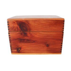 Vintage Cedar Dovetailed Wooden Recipe Box Wood